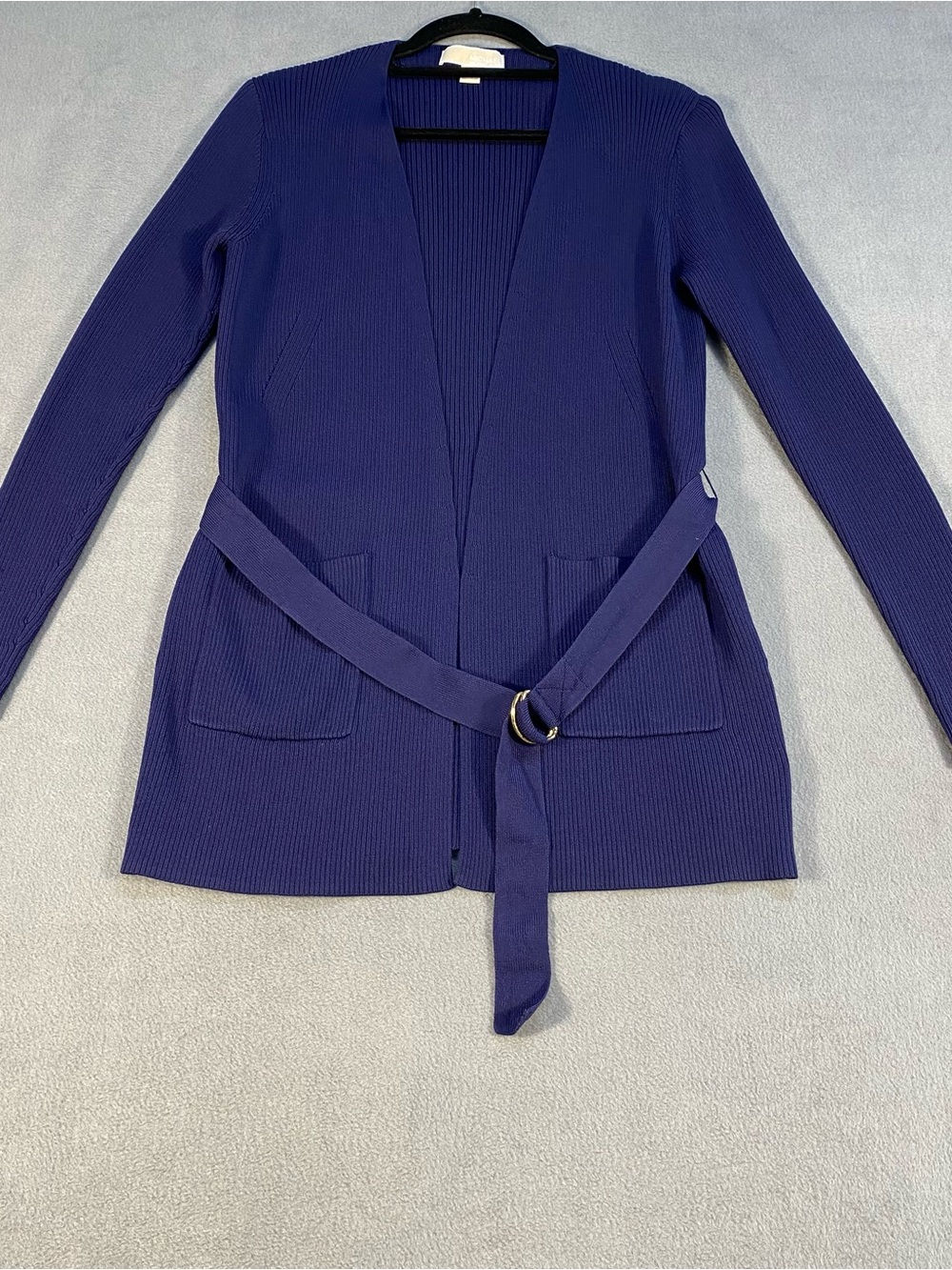 Michael Kors Women’s Navy Blue Long Sleeve Belted Open Cardigan Sweater, size S